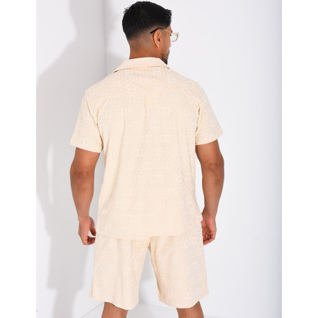 Ensemble short et chemise à motifs en relief