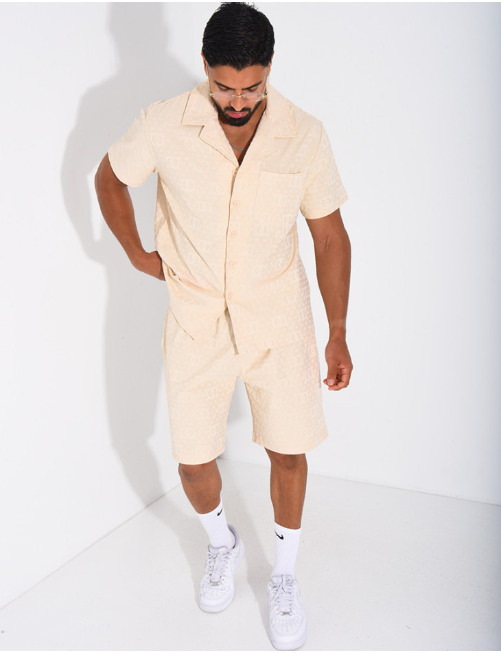 Ensemble short et chemise à motifs en relief