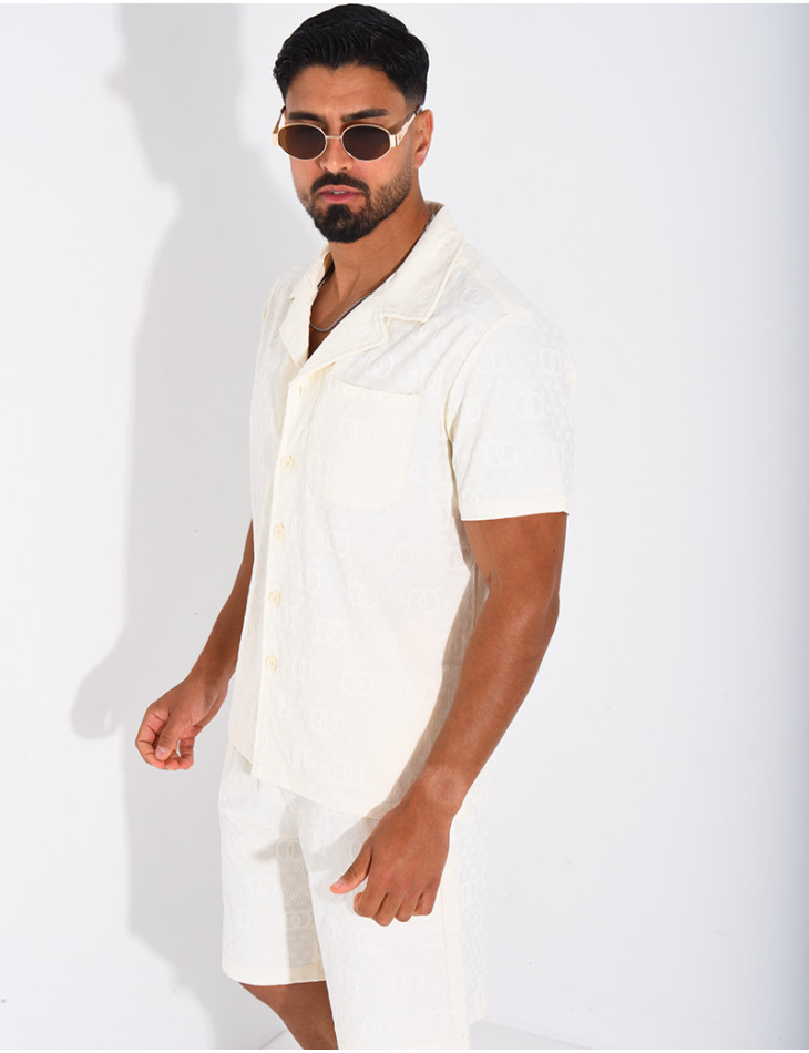Ensemble short et chemise à motifs en relief