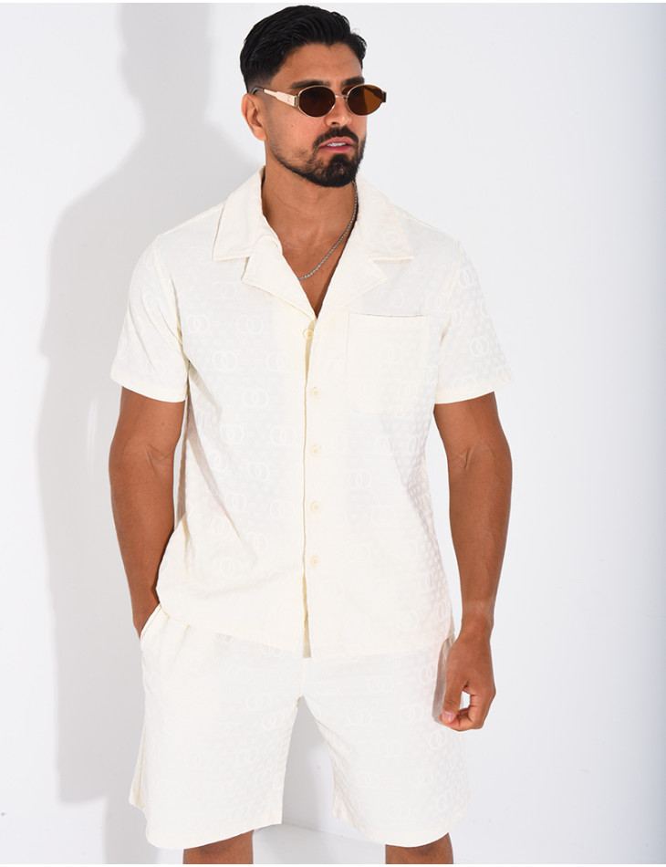 Ensemble short et chemise à motifs en relief