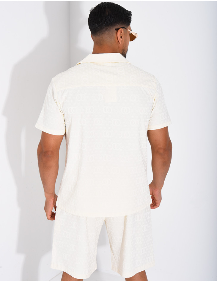 Ensemble short et chemise à motifs en relief