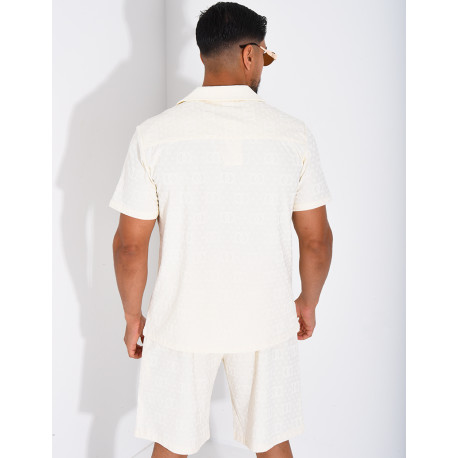 Ensemble short et chemise à motifs en relief