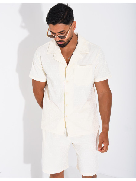 Ensemble short et chemise à motifs en relief