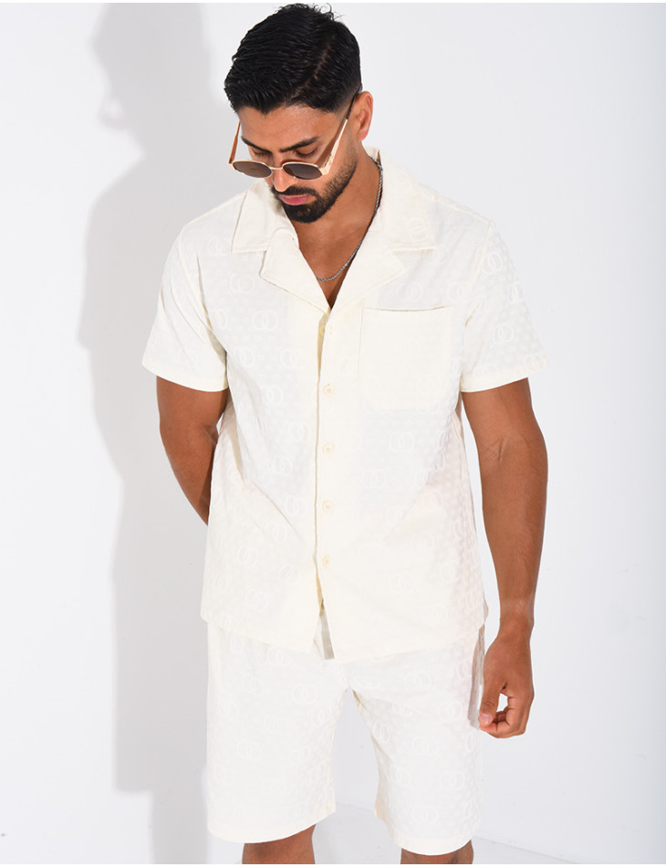 Ensemble short et chemise à motifs en relief