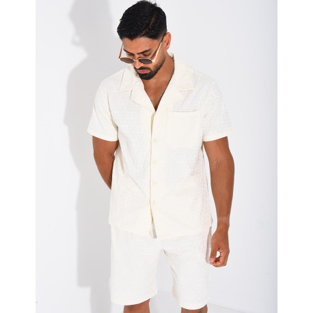 Ensemble short et chemise à motifs en relief