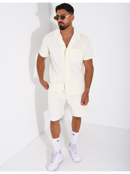 Ensemble short et chemise à motifs en relief
