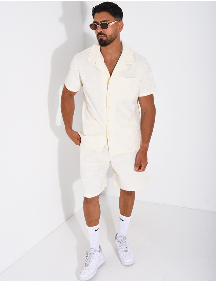 Ensemble short et chemise à motifs en relief