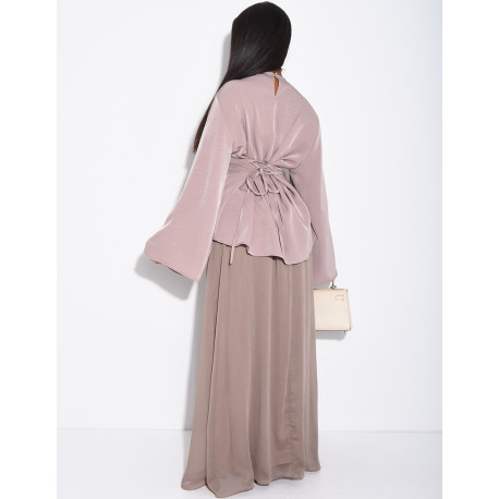 Ensemble jupe longue en voile doublé et top manches longues ajusté