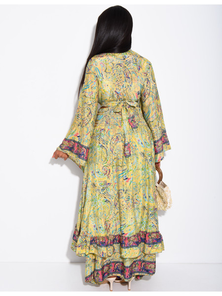 Bohemian-Set aus langem Volantrock und Bindebluse