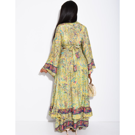 Bohemian-Set aus langem Volantrock und Bindebluse