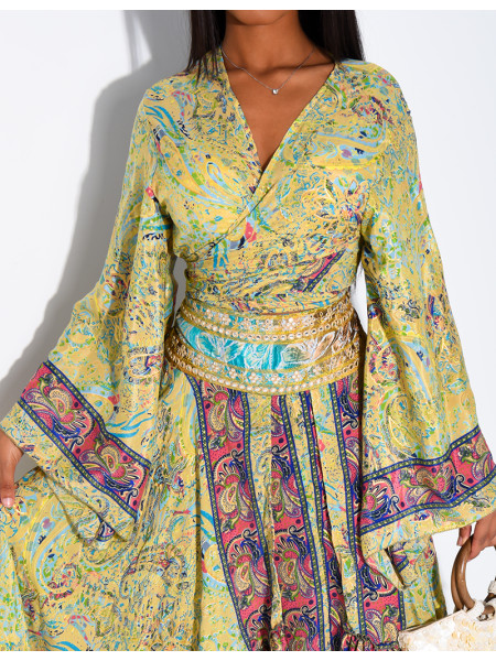 Bohemian-Set aus langem Volantrock und Bindebluse