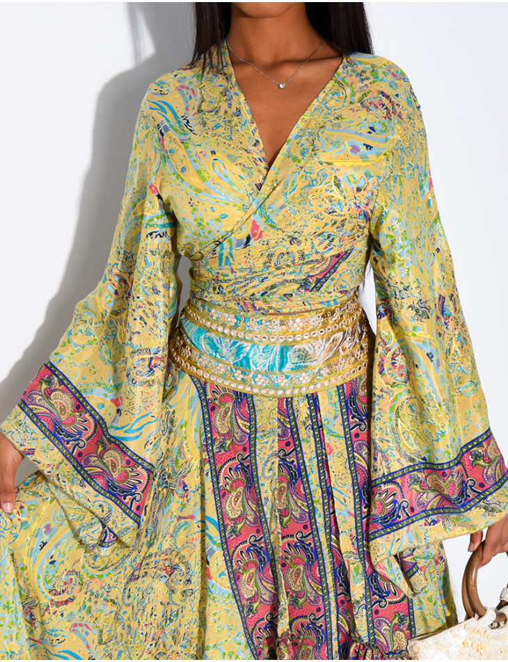 Bohemian-Set aus langem Volantrock und Bindebluse