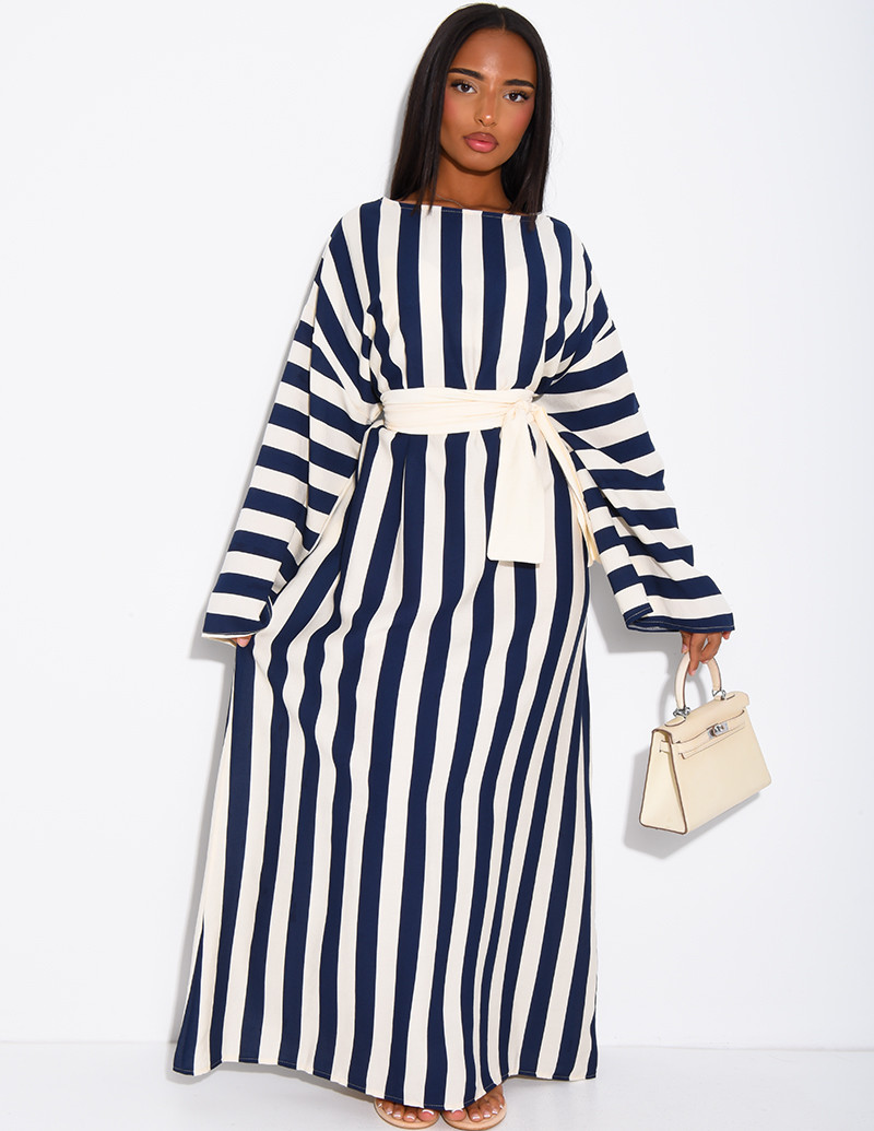 Robe effet lin à rayures...