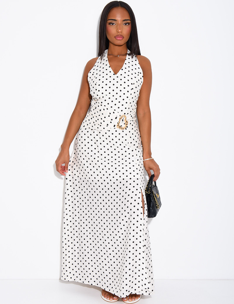 Robe longue dos nu à pois...
