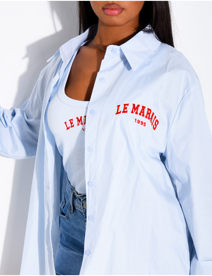 Ensemble chemise manches longues et débardeur côtelé "Le marais"