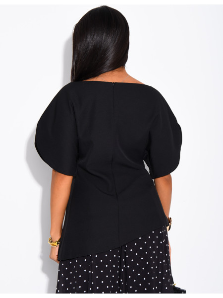 Fitted top with balloon sleeves