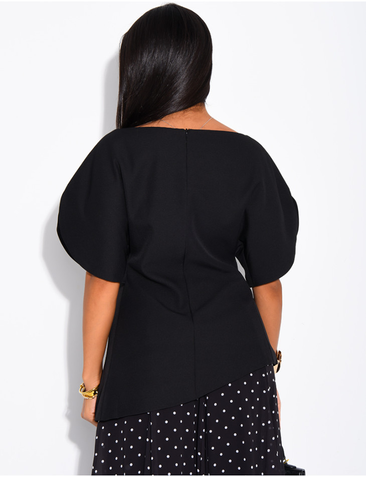 Fitted top with balloon sleeves