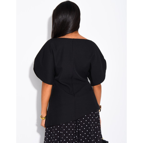 Fitted top with balloon sleeves
