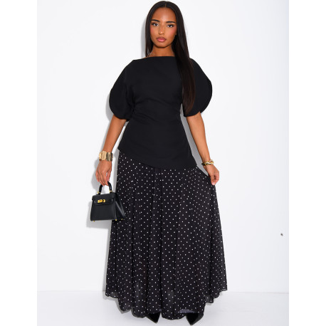 Fitted top with balloon sleeves
