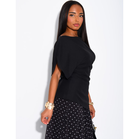Fitted top with balloon sleeves