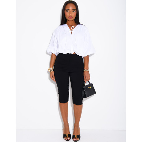 Blouse courte en coton bouffant à nouer