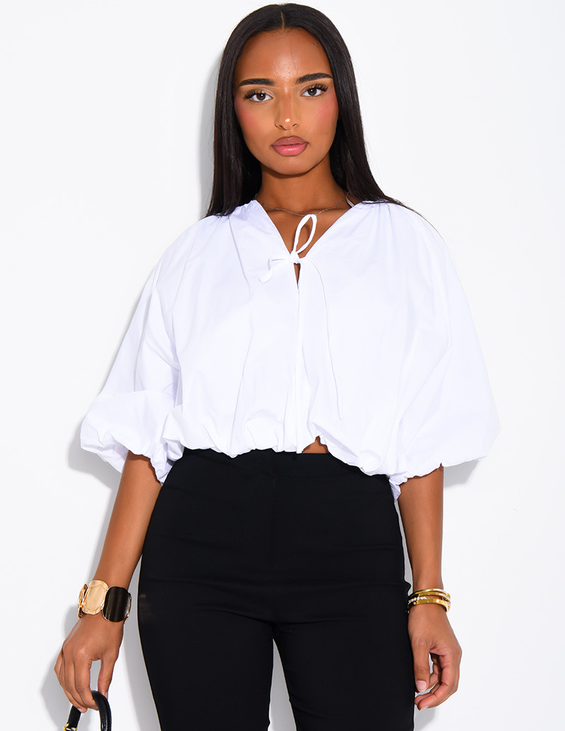 Blouse courte en coton...