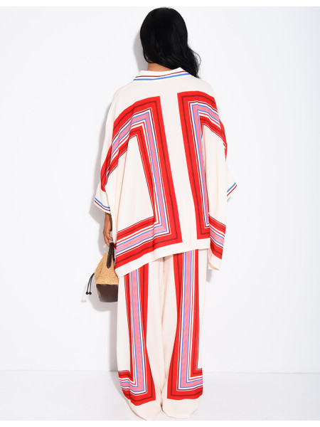 Ensemble fluide pantalon et chemise à motifs