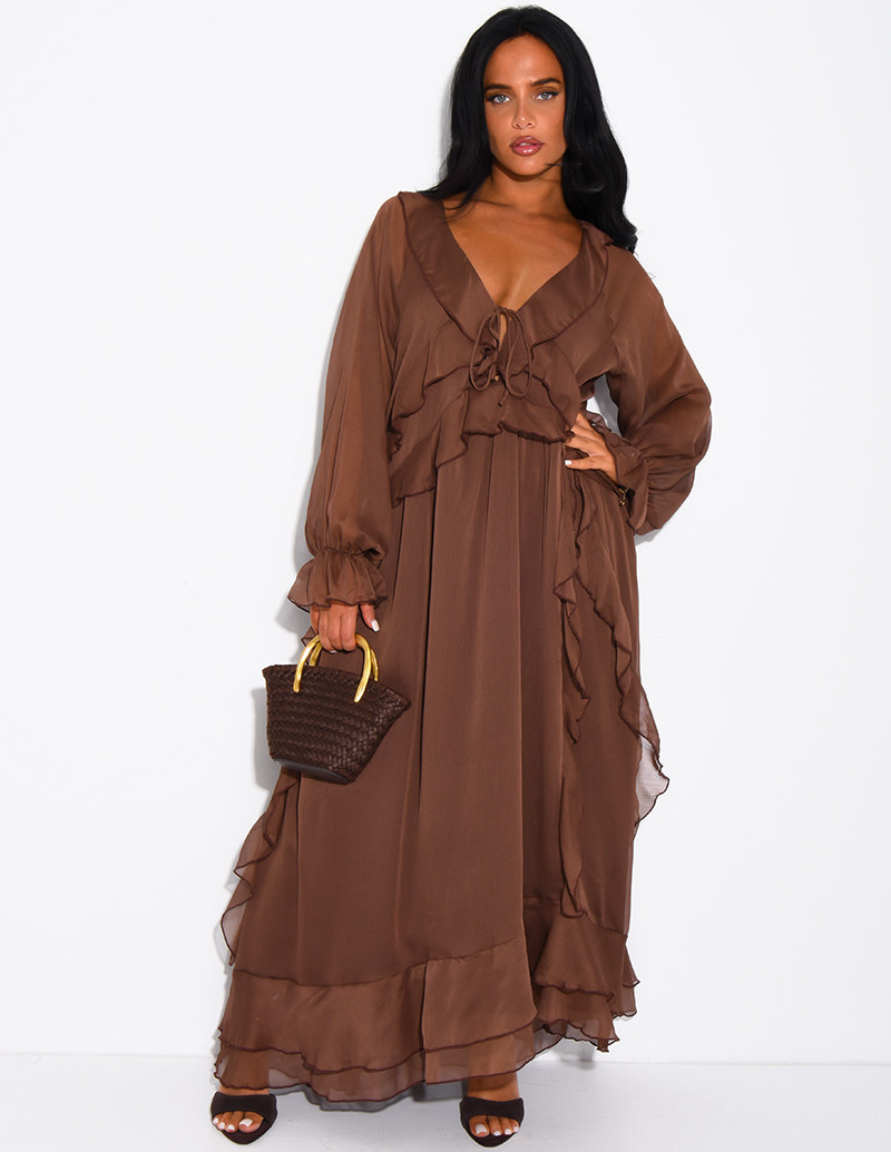 Long, lined voile dress...