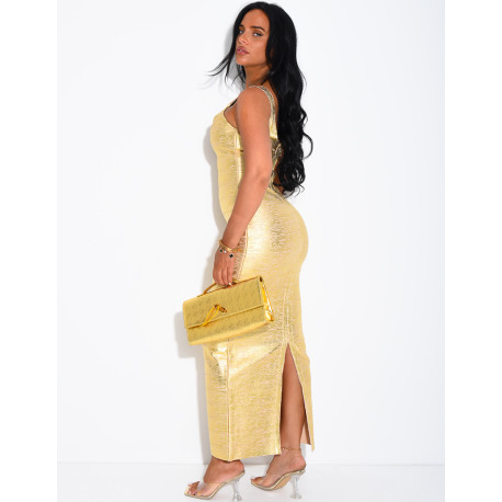 Long, figure-hugging bandage dress