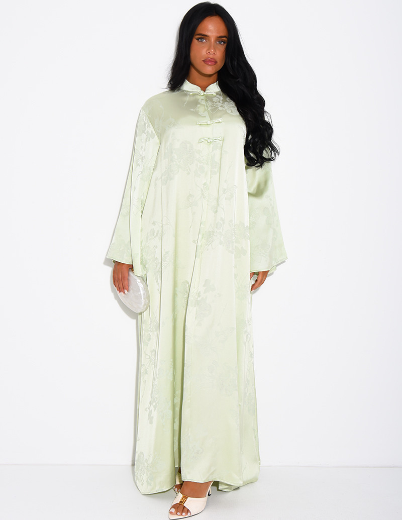 Satin abaya with embossed...