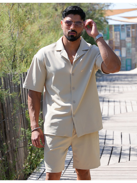 Ensemble short et chemise en nid d'abeille