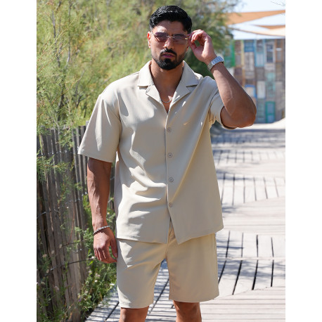 Ensemble short et chemise en nid d'abeille
