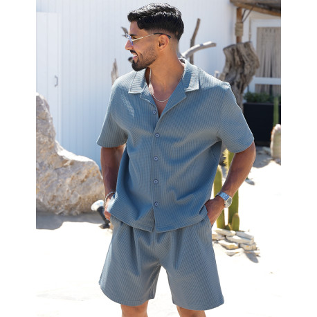 Ensemble gaufré short et chemise