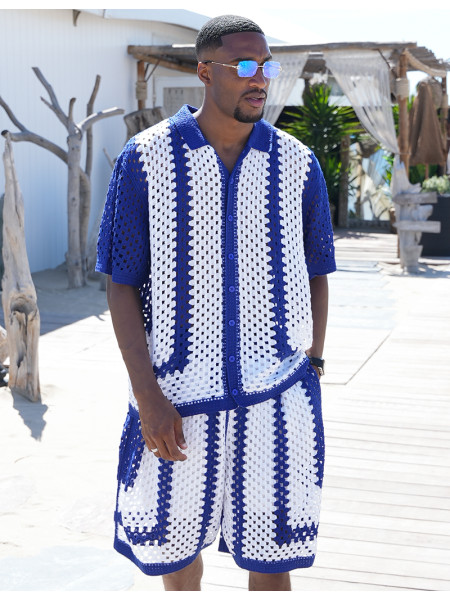 Ensemble ajouré short et chemise manches courtes
