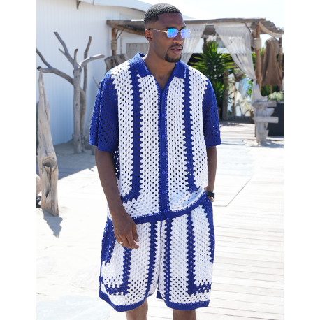 Ensemble ajouré short et chemise manches courtes