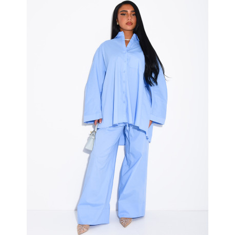 Ensemble chemise oversize et pantalon droit en coton