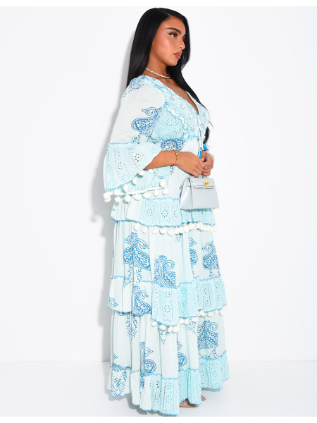 Robe bohème longue à sequins et volants