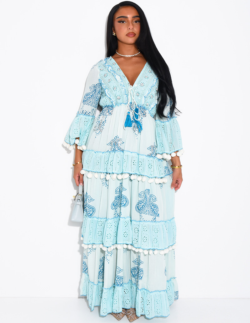 Robe bohème longue à...