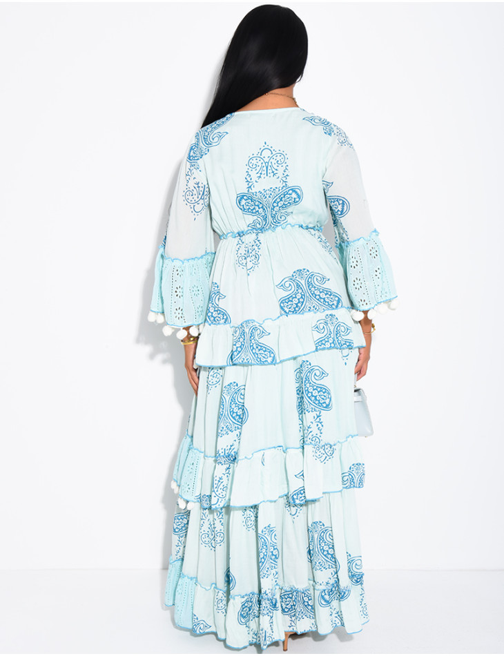 Robe bohème longue à sequins et volants