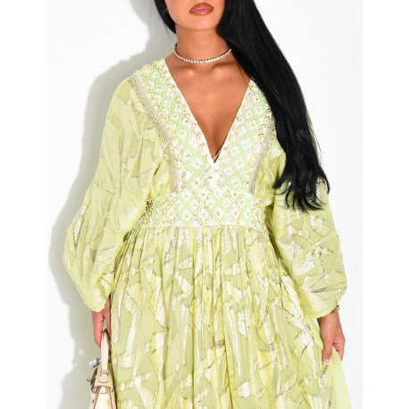 Robe bohème à perles et sequins