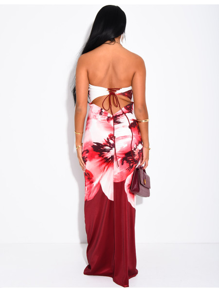 Printed dress with open-back design