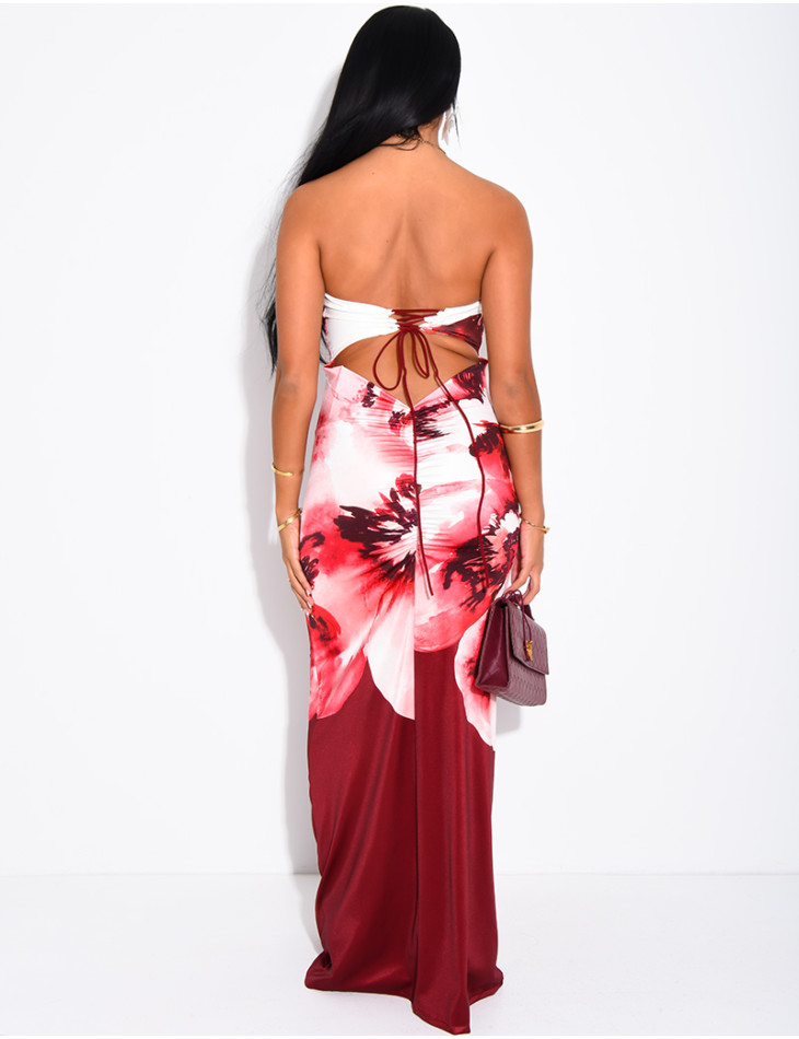 Printed dress with open-back design