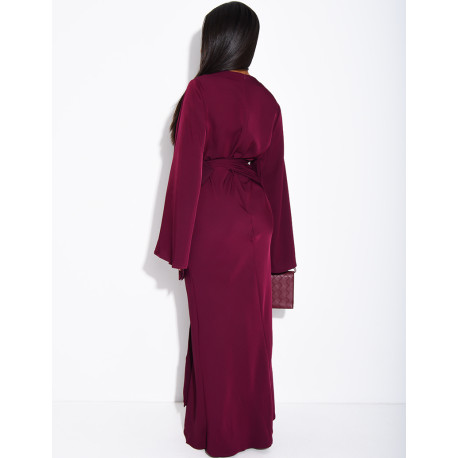 Langes Kleid aus Premium-Satin zum Binden in der Taille.