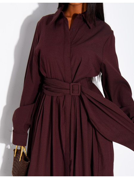 Langes Hemdkleid aus Baumwollpopeline zum Binden an der Taille