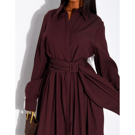 Langes Hemdkleid aus Baumwollpopeline zum Binden an der Taille