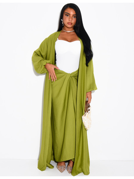 Set aus langem Kimono und Rock zum Binden