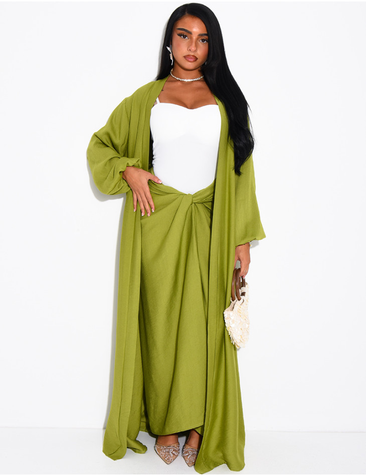 Set aus langem Kimono und Rock zum Binden