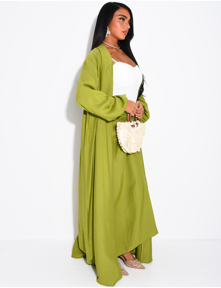 Set aus langem Kimono und Rock zum Binden