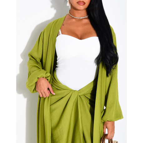 Set aus langem Kimono und Rock zum Binden