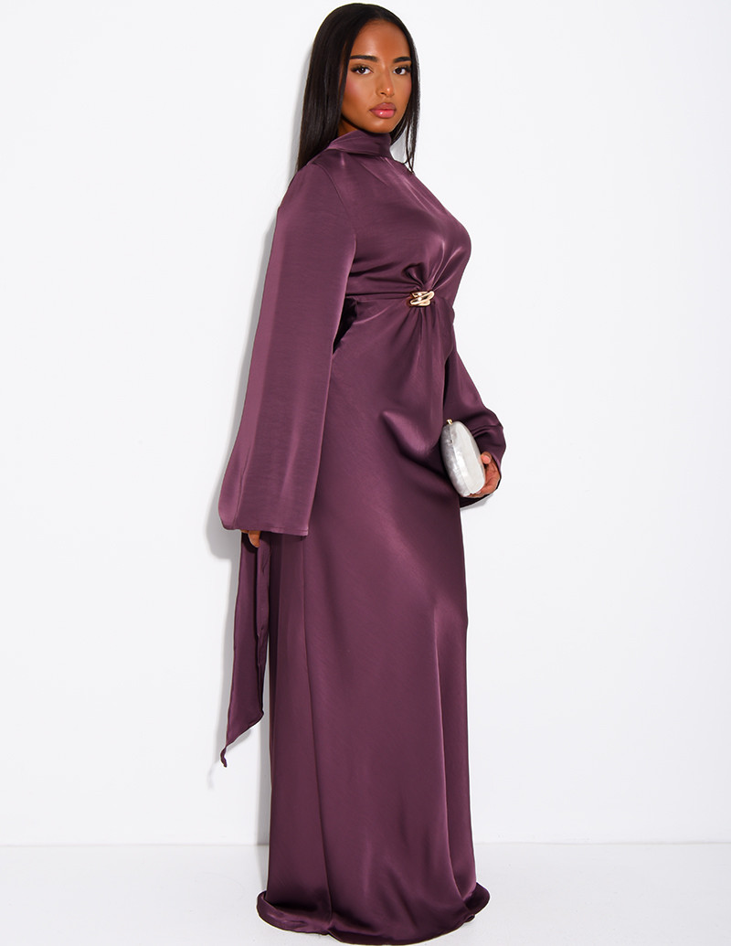 Langes Satin-Kleid mit...